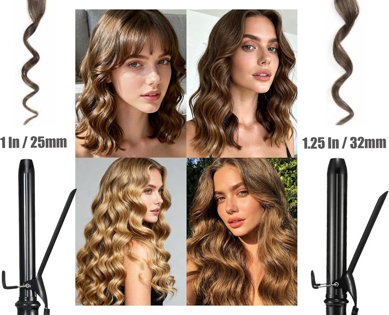 LANVIER 1.25 Inch Curling Iron, Extra Long Barrel 1 1/4 Inch Curling Iron for Long Hair up to 450F, Worldwide Dual Voltage Hair Curler for Traveling, Hair Waving Style Tool Black - Image 3